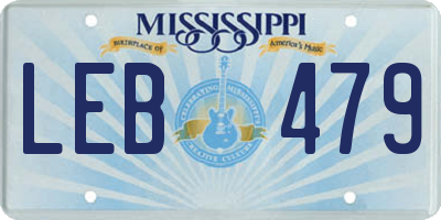 MS license plate LEB479