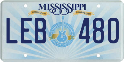 MS license plate LEB480