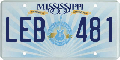 MS license plate LEB481