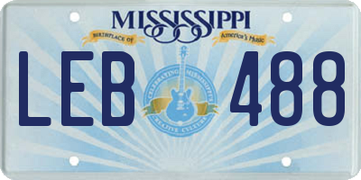 MS license plate LEB488