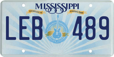 MS license plate LEB489