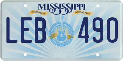 MS license plate LEB490
