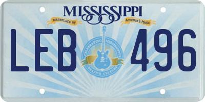 MS license plate LEB496