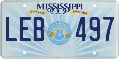 MS license plate LEB497