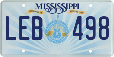 MS license plate LEB498