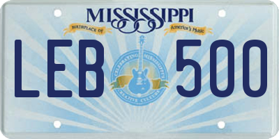 MS license plate LEB500