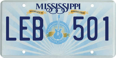 MS license plate LEB501