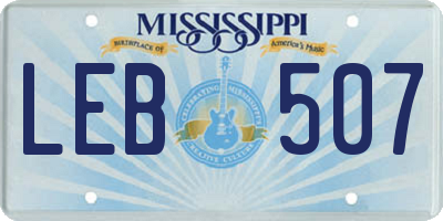 MS license plate LEB507