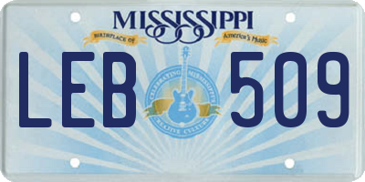 MS license plate LEB509