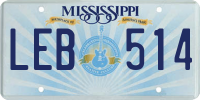 MS license plate LEB514