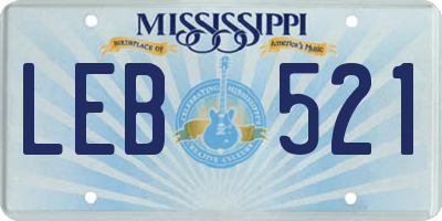 MS license plate LEB521