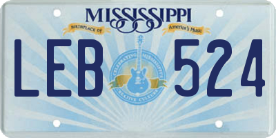 MS license plate LEB524