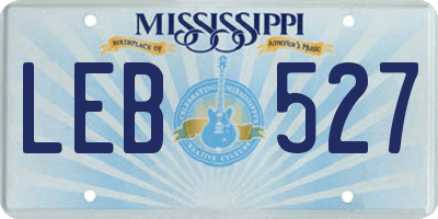 MS license plate LEB527