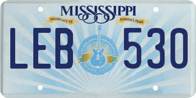 MS license plate LEB530