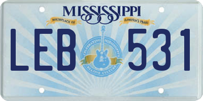 MS license plate LEB531