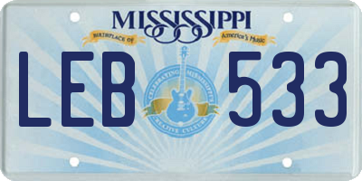 MS license plate LEB533