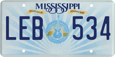 MS license plate LEB534