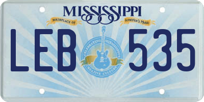 MS license plate LEB535