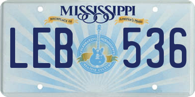 MS license plate LEB536