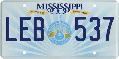 MS license plate LEB537