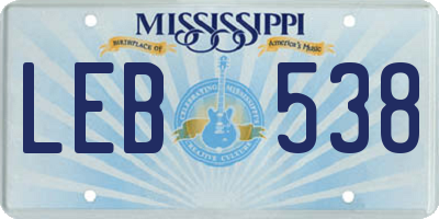 MS license plate LEB538