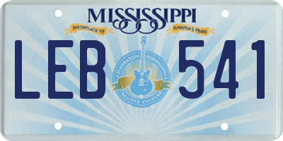 MS license plate LEB541