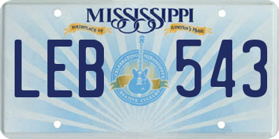 MS license plate LEB543