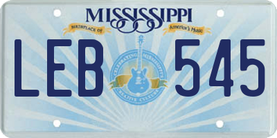 MS license plate LEB545