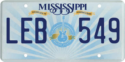 MS license plate LEB549