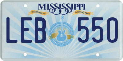 MS license plate LEB550
