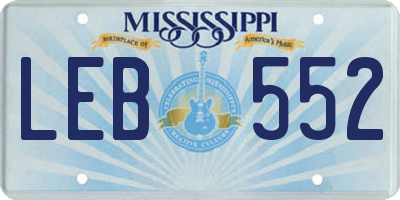 MS license plate LEB552