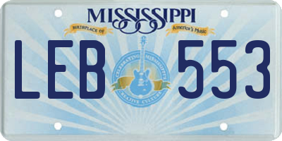 MS license plate LEB553