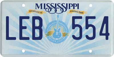 MS license plate LEB554
