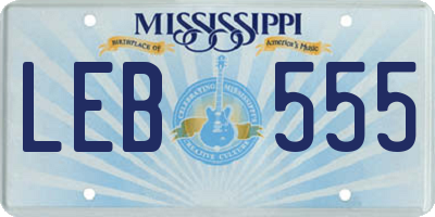 MS license plate LEB555