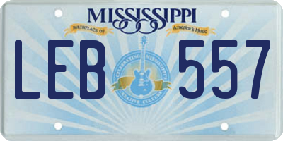 MS license plate LEB557