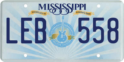 MS license plate LEB558