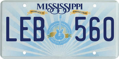 MS license plate LEB560