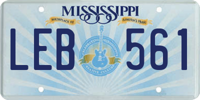MS license plate LEB561