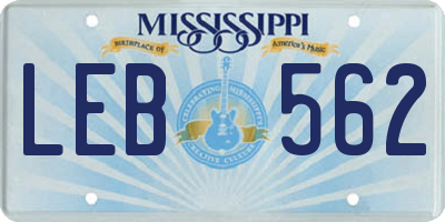 MS license plate LEB562