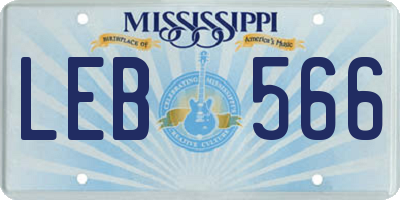 MS license plate LEB566
