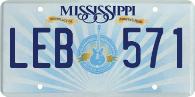 MS license plate LEB571