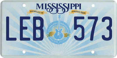 MS license plate LEB573