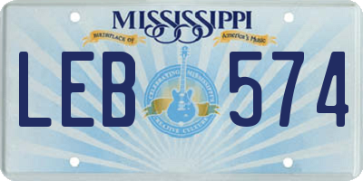 MS license plate LEB574