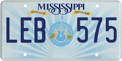 MS license plate LEB575
