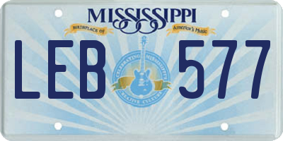 MS license plate LEB577