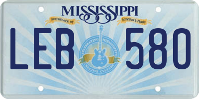 MS license plate LEB580