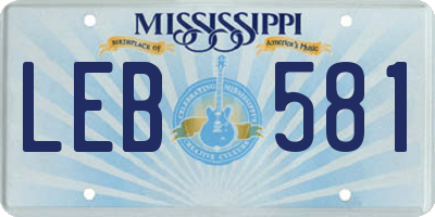MS license plate LEB581