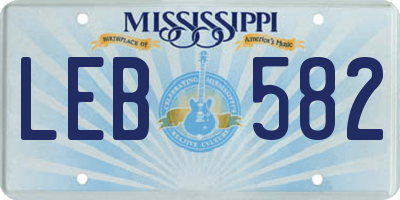 MS license plate LEB582