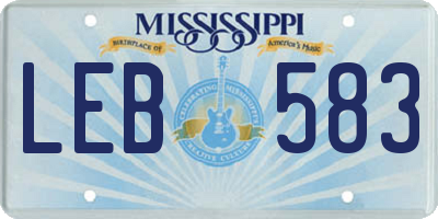 MS license plate LEB583