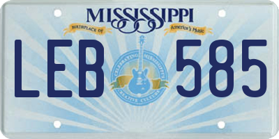 MS license plate LEB585